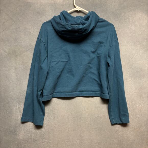 Nike Teal Crop Hoodie Women’s Small 100% Cotton Pullover Skater Athleisure - Picture 7 of 9